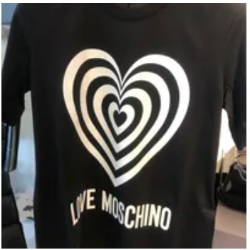 [S] LOVE MOSCHINO HEART PRINT S/S T-SHIRT,BLACK, CZ1460038-BLACK (SLM189)