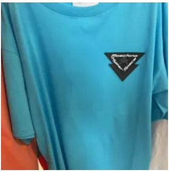 [S] MOSCHINO TRIANGLE PATCH LOGO T-SHIRT,BLUE, ZPT07152040-0314 (SM680)