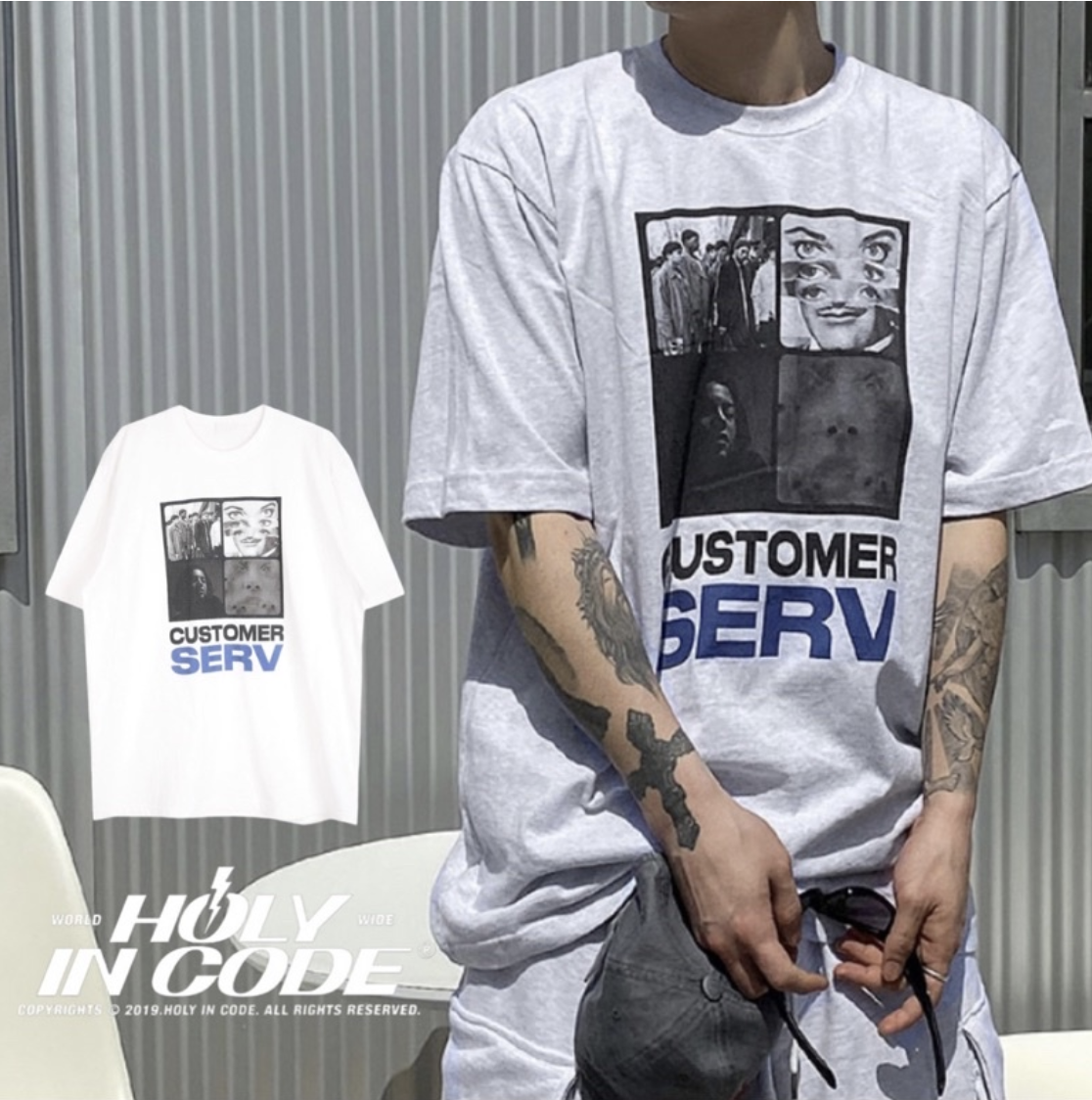 Holyincode (SALE) 美式相片拼貼 短TEE