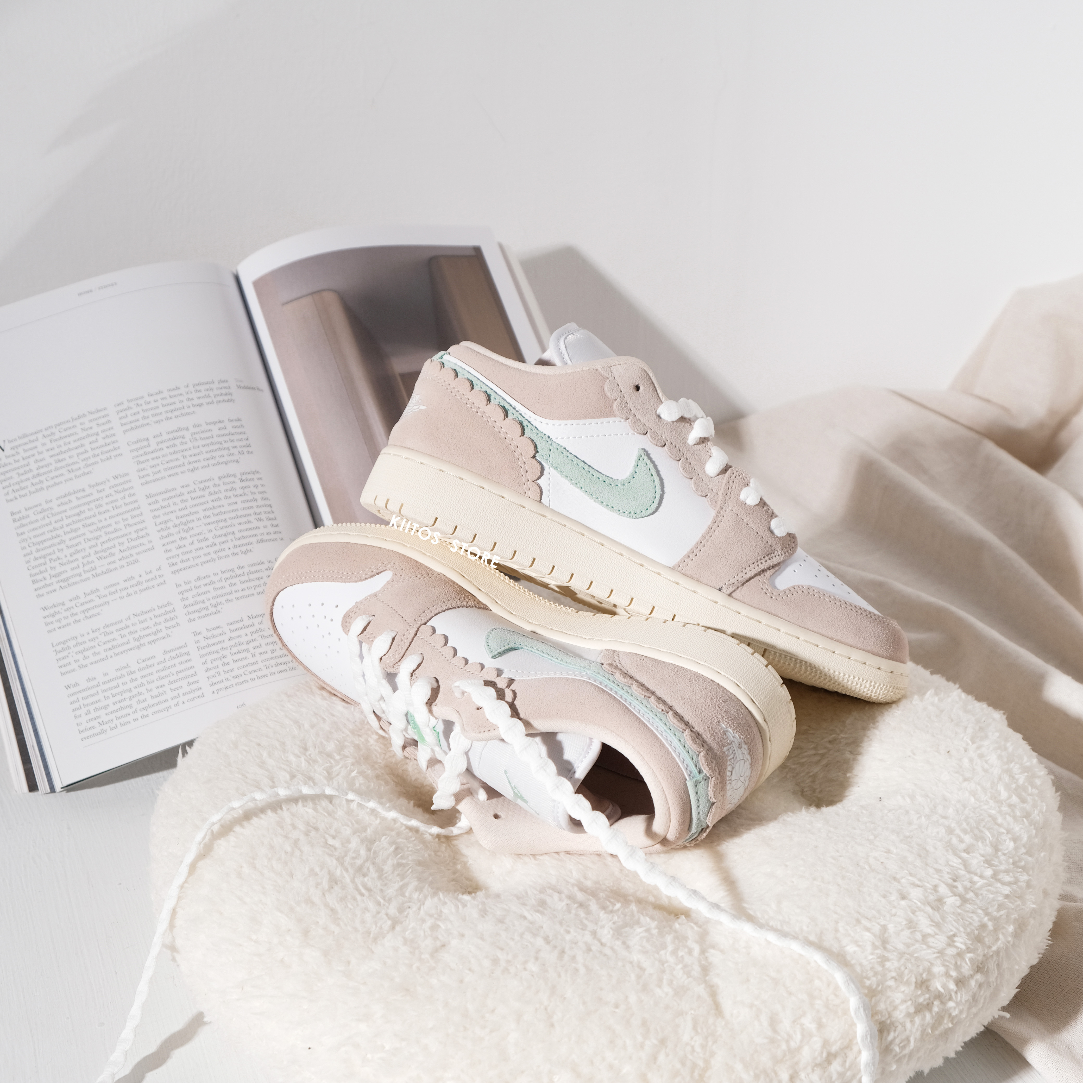 NIKE AIR JORDAN 1 LOW SE 波浪裸粉 大童鞋 DZ5356-800