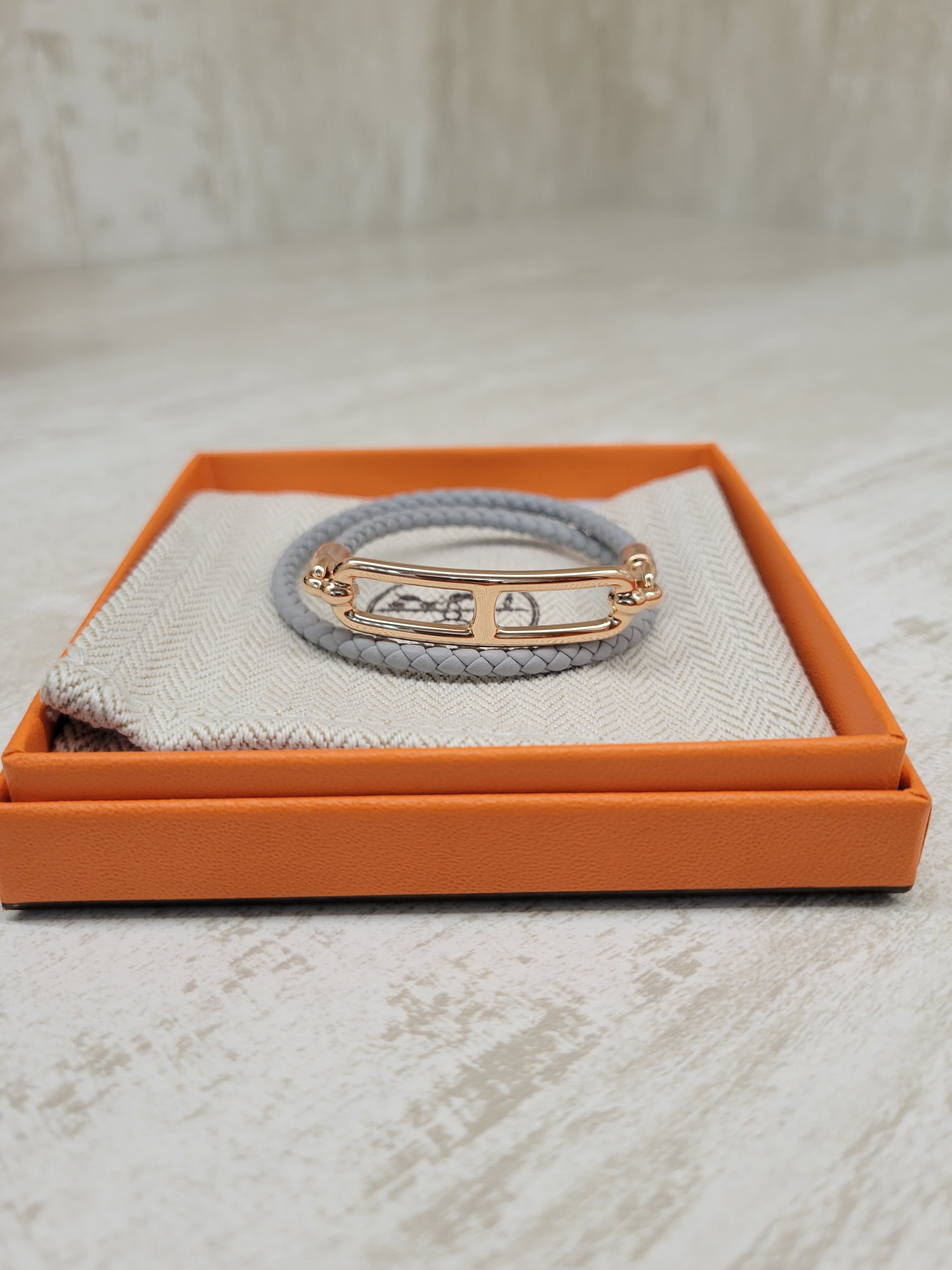 Hermes roulis double tour 8U冰川藍玫瑰金