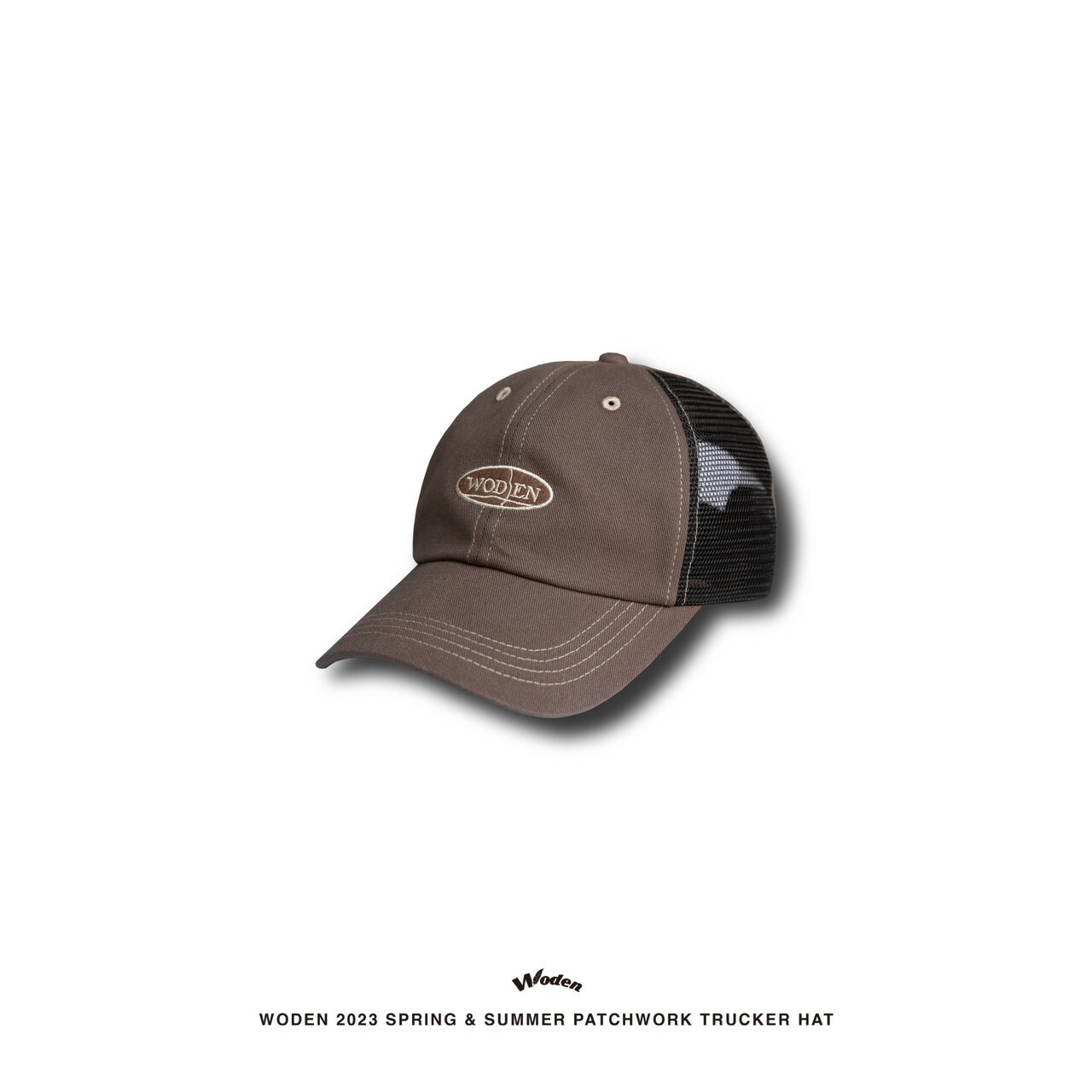 WODEN 2023 Spring & Summer 082 Patchwork trucker hat 卡其