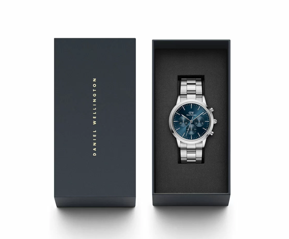 萬年鐘錶 - DW - Daniel Wellington    Iconic Chronograph 系列  極地藍三眼計時男錶  DW00100644  錶徑 : 42mm