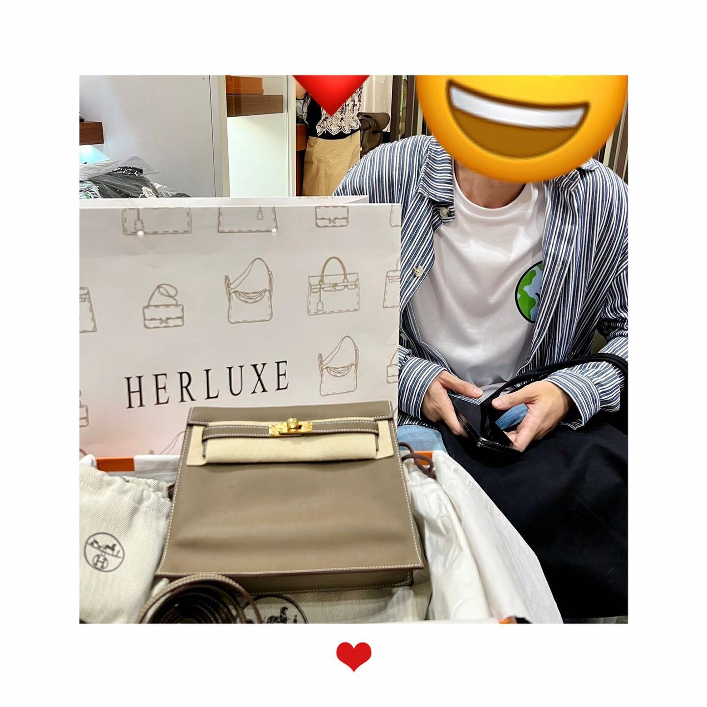 型男先生幫朋友pick up Kelly Danse大象灰🐘 超爽快埋單🎉 仲果斷取消原本約好咗嘅正品堅定🙌 因為相信herluxe👏 對我哋有信心🤩 多謝你對HERLUXE 100%嘅信任與支持♥️