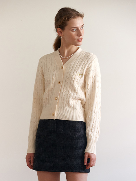ROLAROLA V NECK CABLE CARDIGAN