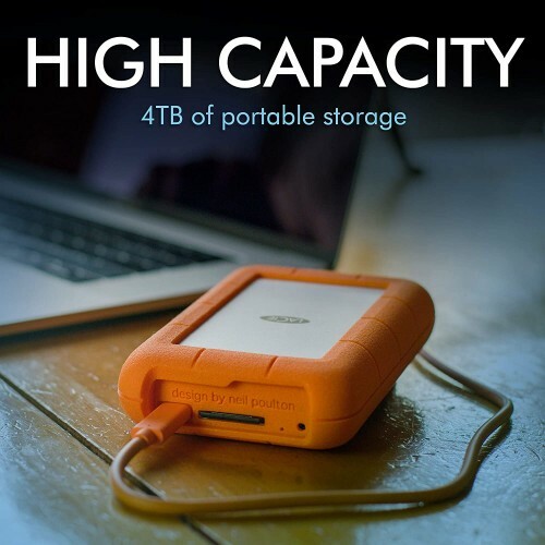 LaCie Rugged Pro Usb Type-C Portable Hardware AES-256bit Encryption Raid Hard Drive 4TB