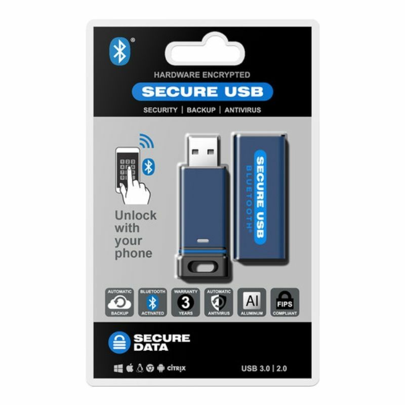 SecureDrive® Bluetooth Hardware Encrypted Military Grade Usb Flash Drive