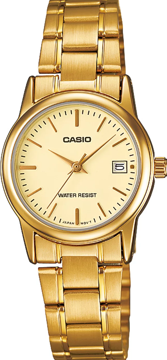 萬年鐘錶 - CASIO  全金復古款經典不鏽鋼女錶 LTP-V002G-9A 錶徑25MM