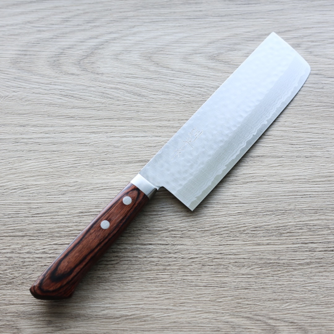 增谷訓生 寬版菜切 165mm VG10鋼 刻流