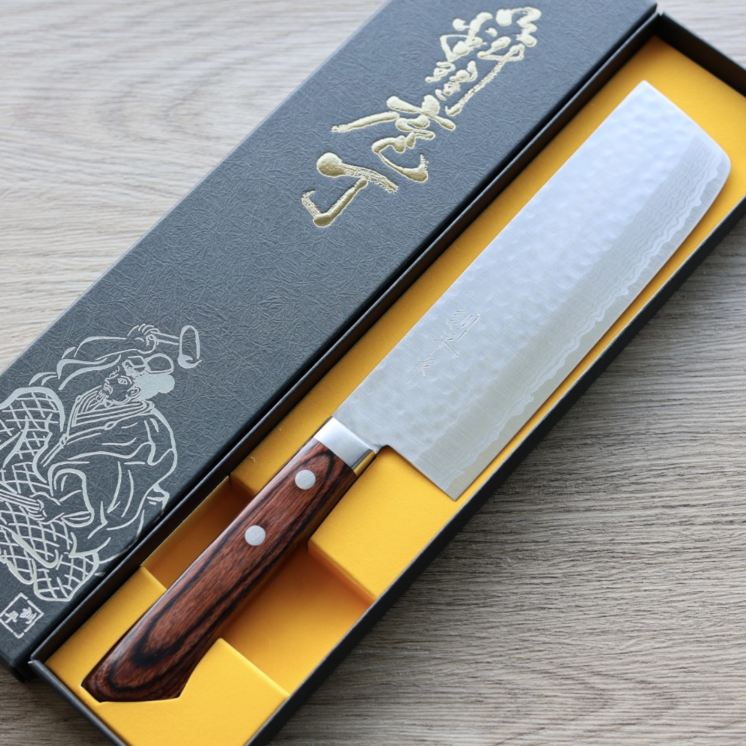增谷訓生 寬版菜切 165mm VG10鋼 刻流