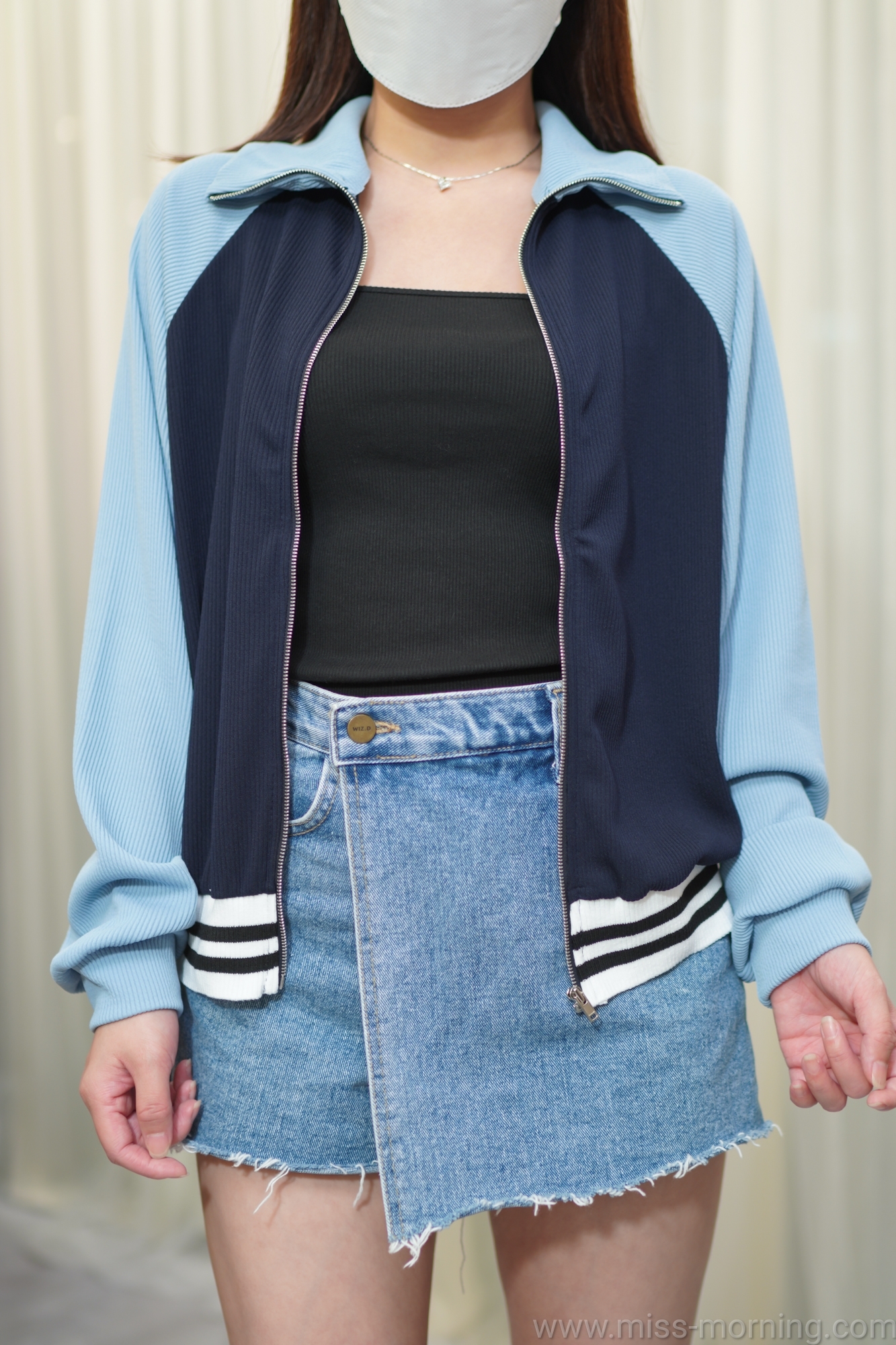 薄身拼色拼鏈款外套(13386)