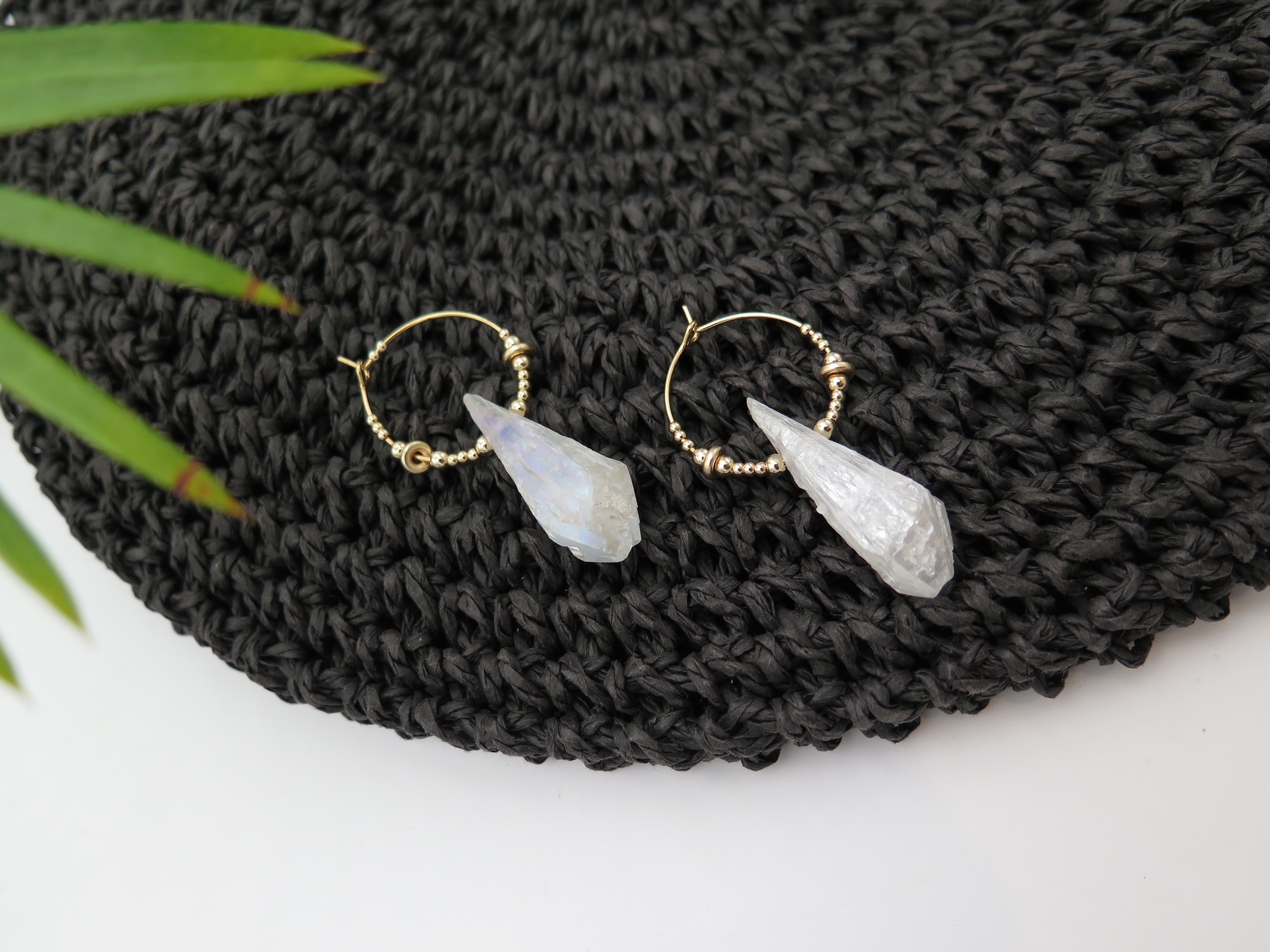 COLE COOL天然白水晶圓圈耳環耳夾