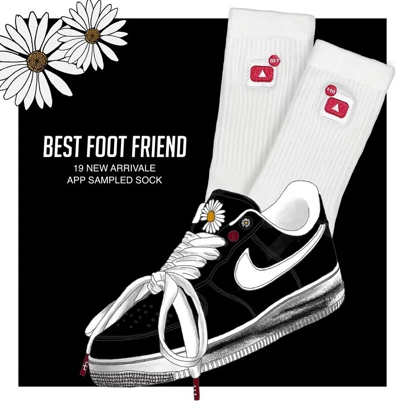 BFF YouTube小圖襪_白色_BF190008