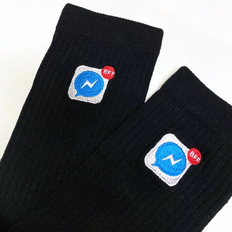 BFF FB訊息小圖襪 _黑色_BF190009