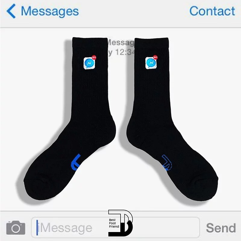 BFF FB訊息小圖襪 _黑色_BF190009
