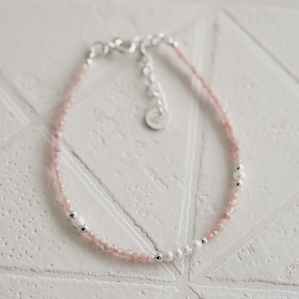 玫瑰石圓舞曲純銀手鍊/SB958N | 招桃花水晶 薔薇輝石 愛情之石 閨蜜禮物