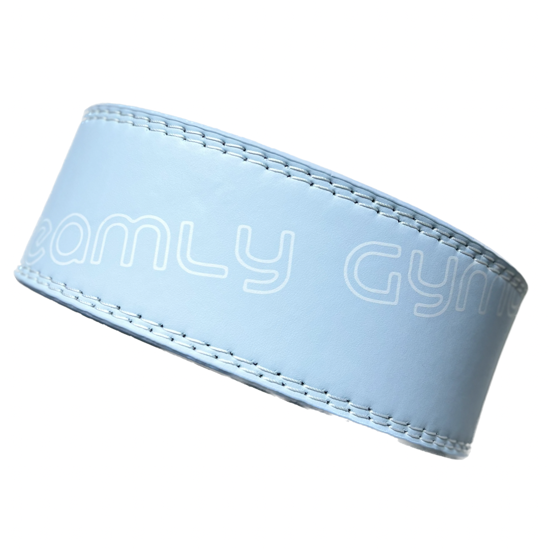 10mm快扣重訓牛皮腰帶 (淺藍色)