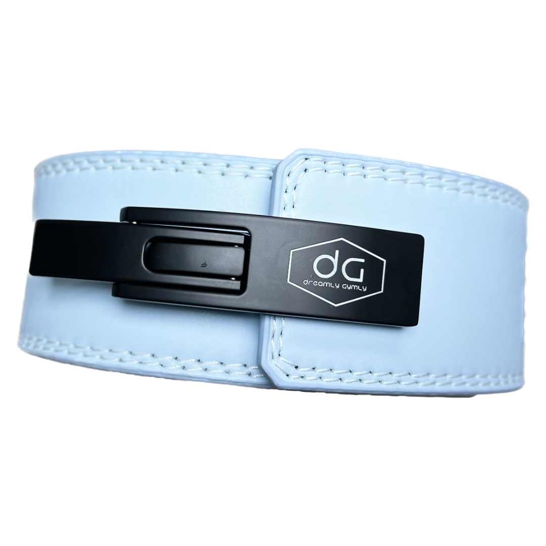 10mm快扣重訓牛皮腰帶 (淺藍色)