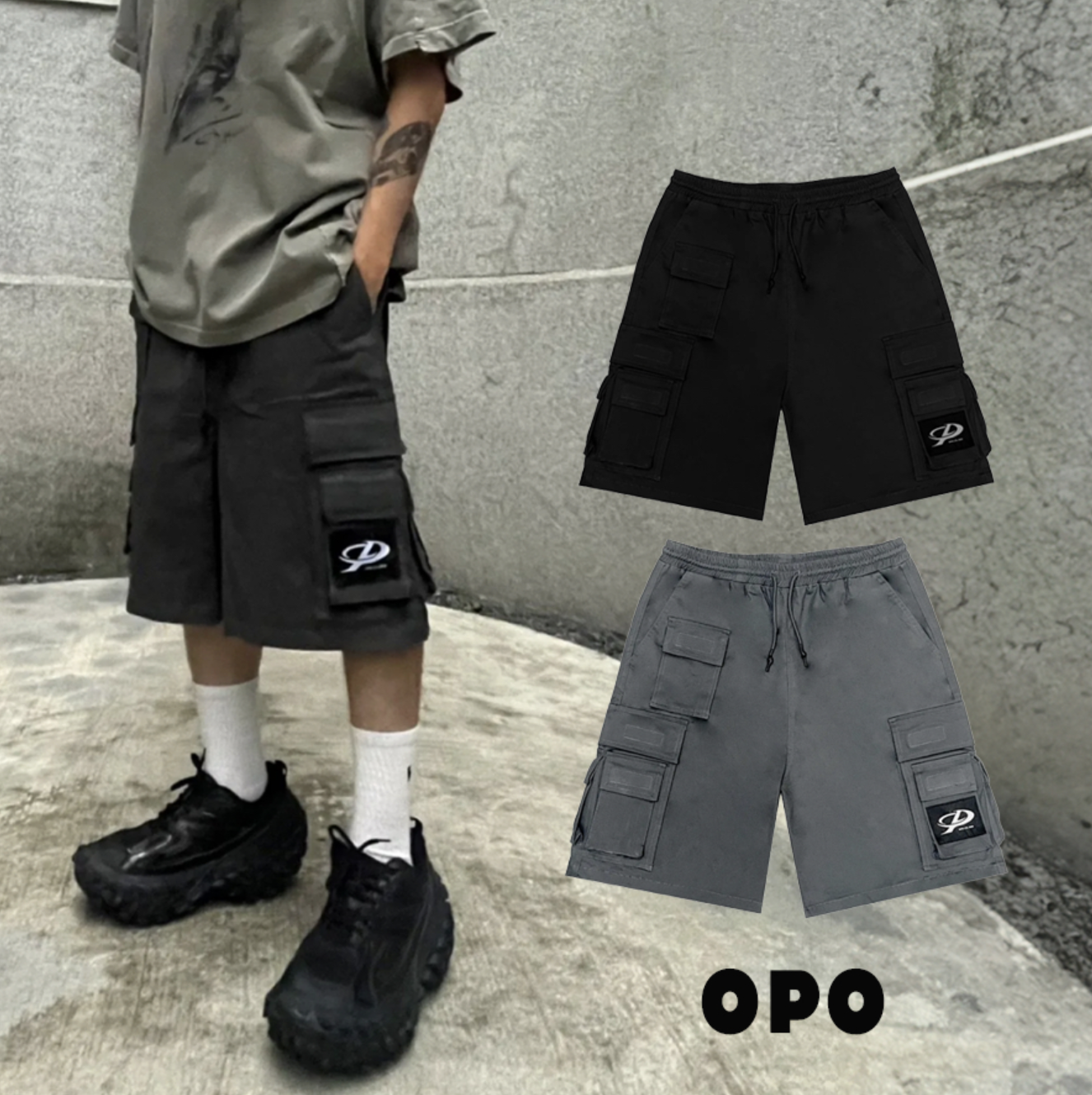OPO DESIGN CARGO POCKET SHORTS寬版多口袋工裝短褲