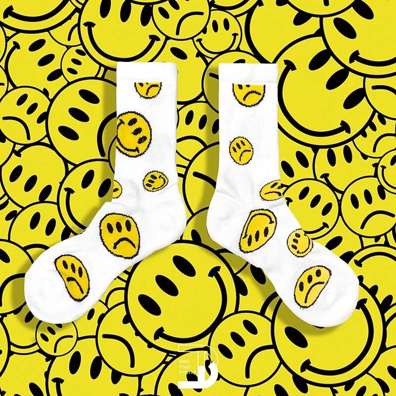 BFF 滿版笑臉襪_白色_BF200012
