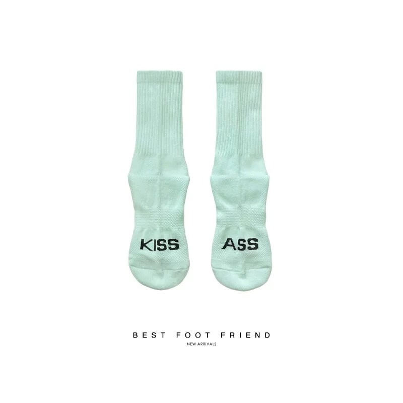 BFF 標語髒話素色長襪_湖水綠_BF200011