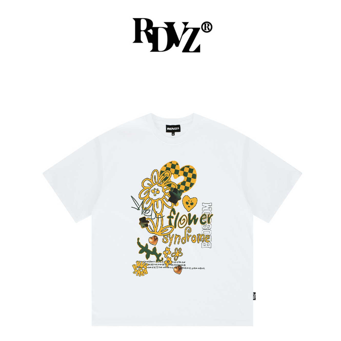 RDVZ (SALE) 小花 拼貼 繪圖設計 短袖 T-SHIRT