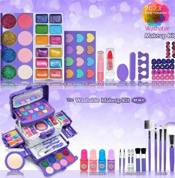 無毒幼兒可水洗女童化妝箱套裝-紫色