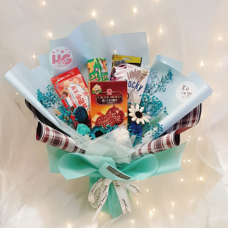 英倫風零食永生花乾燥花束(可加燈),幸福禮物婚禮小物花店,桃園花店,桃園花束,八德花束,British style snack bouquet