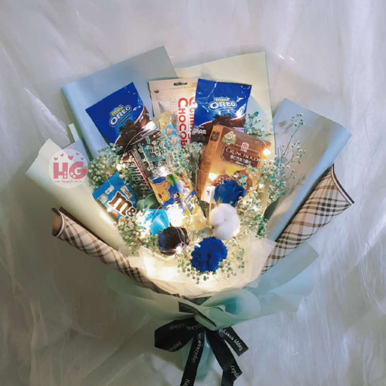 英倫風零食永生花乾燥花束(可加燈),幸福禮物婚禮小物花店,桃園花店,桃園花束,八德花束,British style snack bouquet