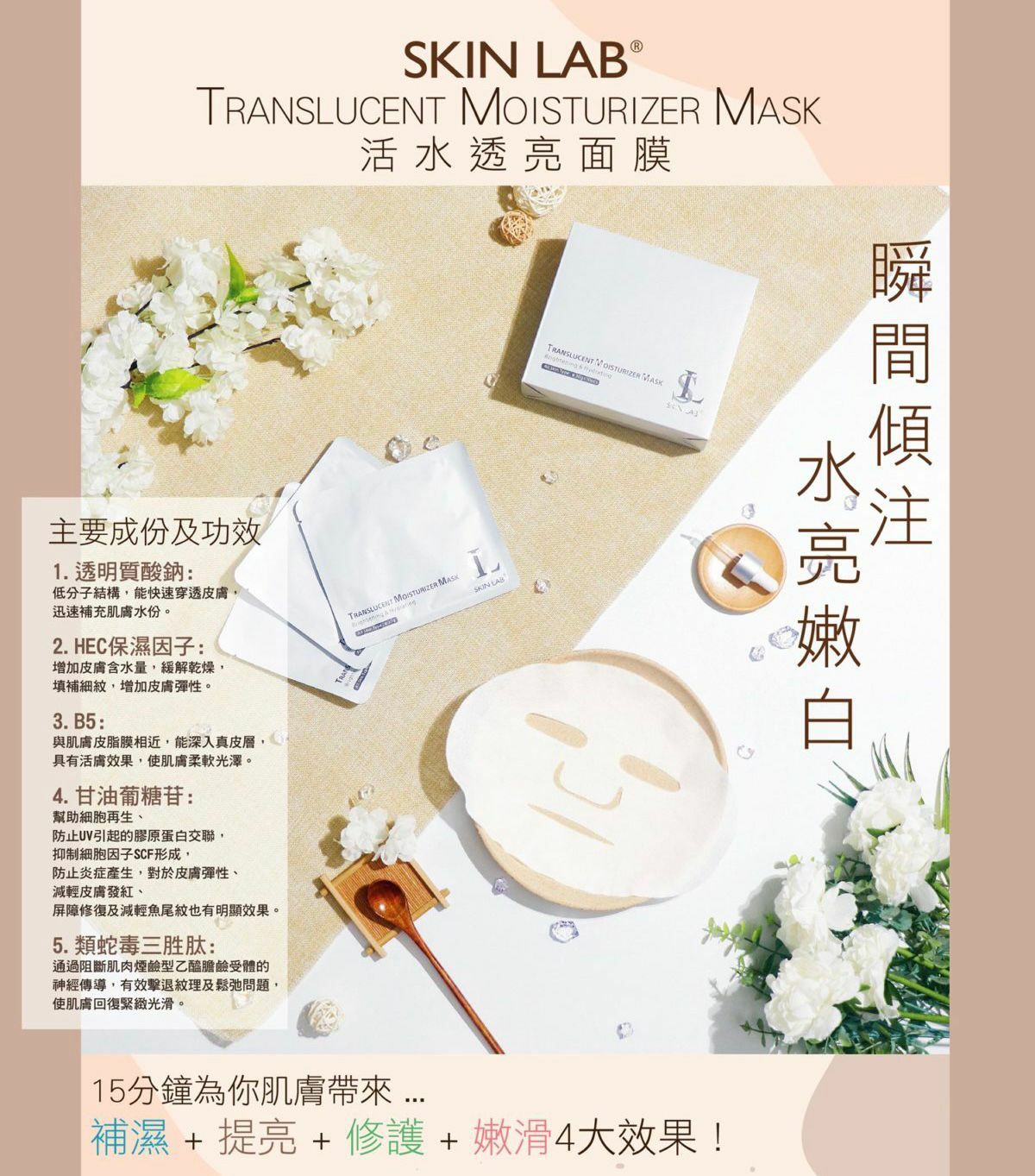 Skin Lab TMM Mask 活水透亮面膜 10塊