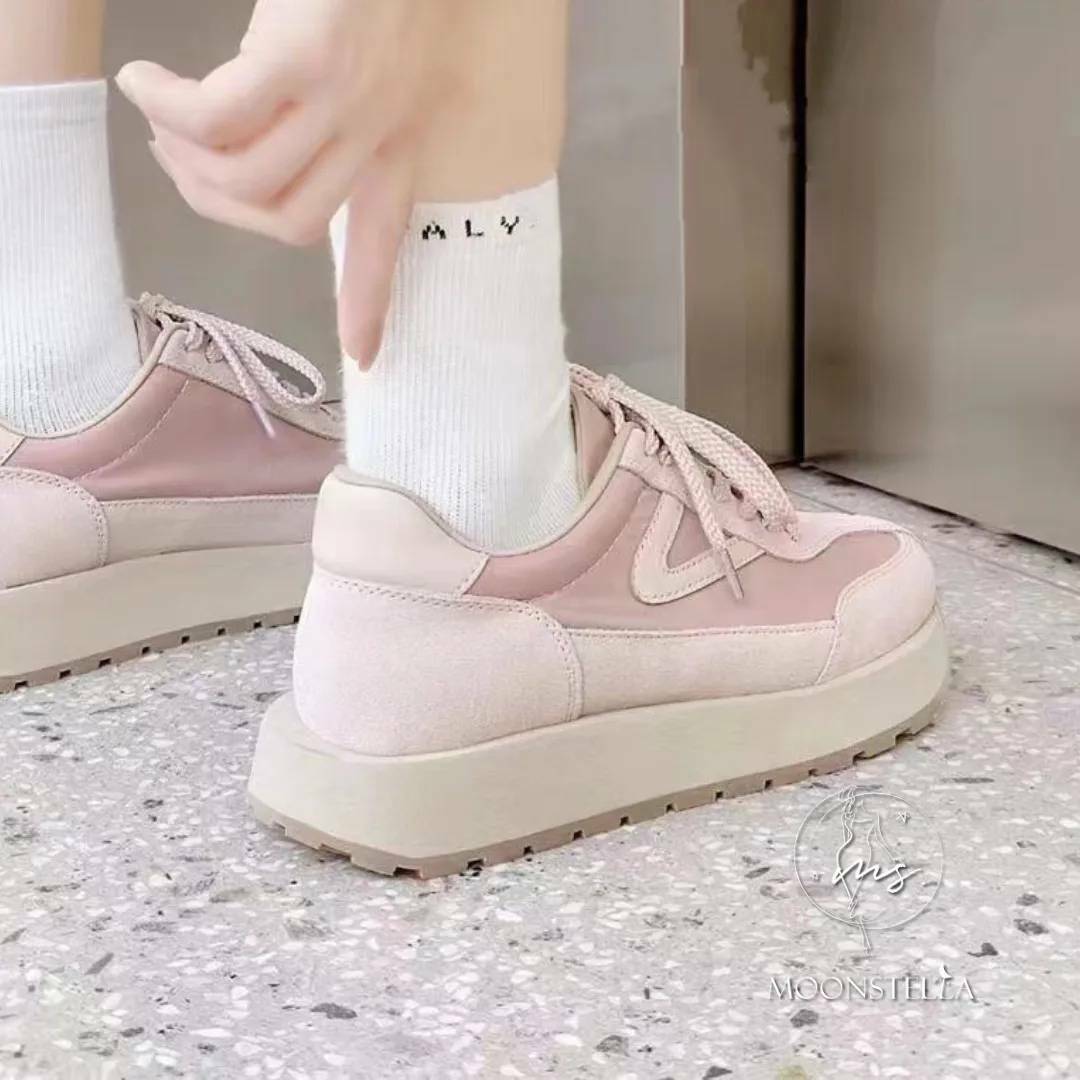 粉紅泡泡真皮休閒鞋