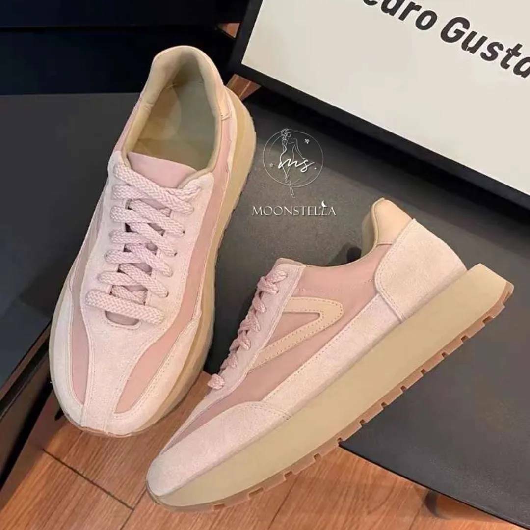 粉紅泡泡真皮休閒鞋