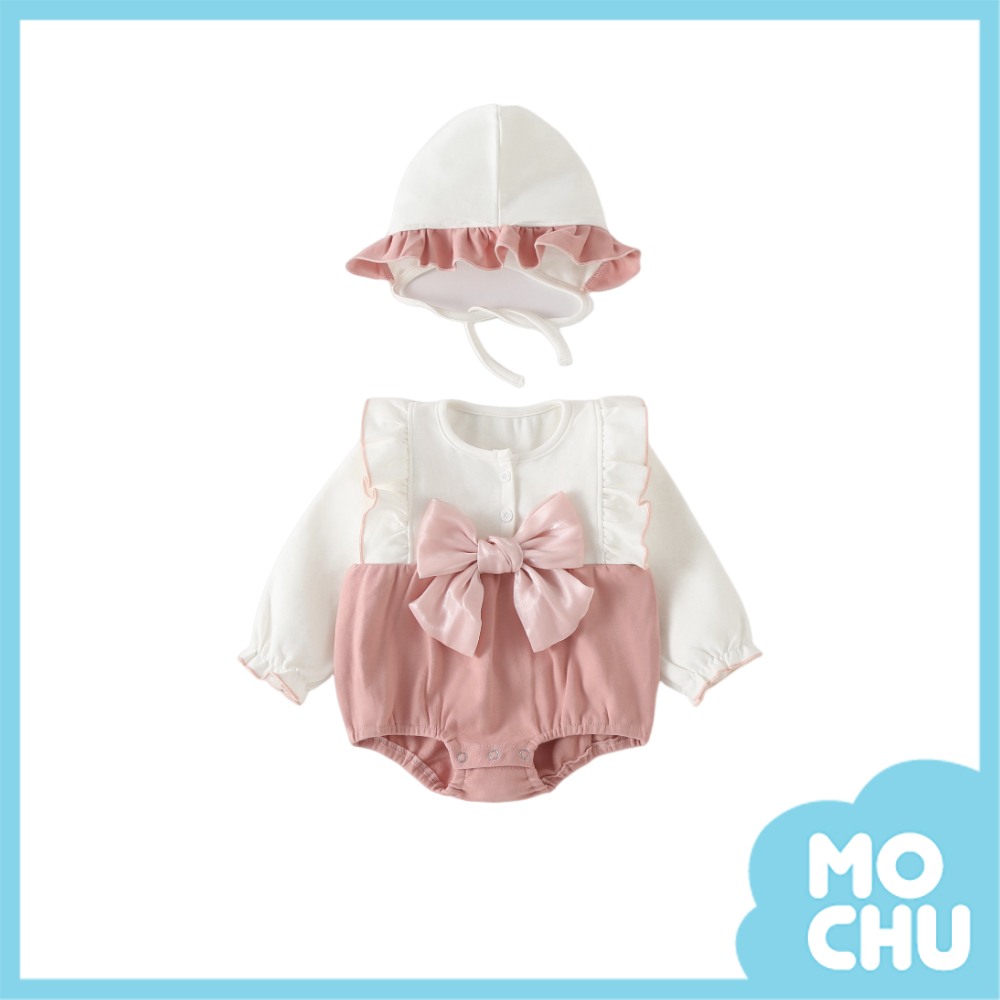 花邊小公主拼色長袖包屁衣(兩色)