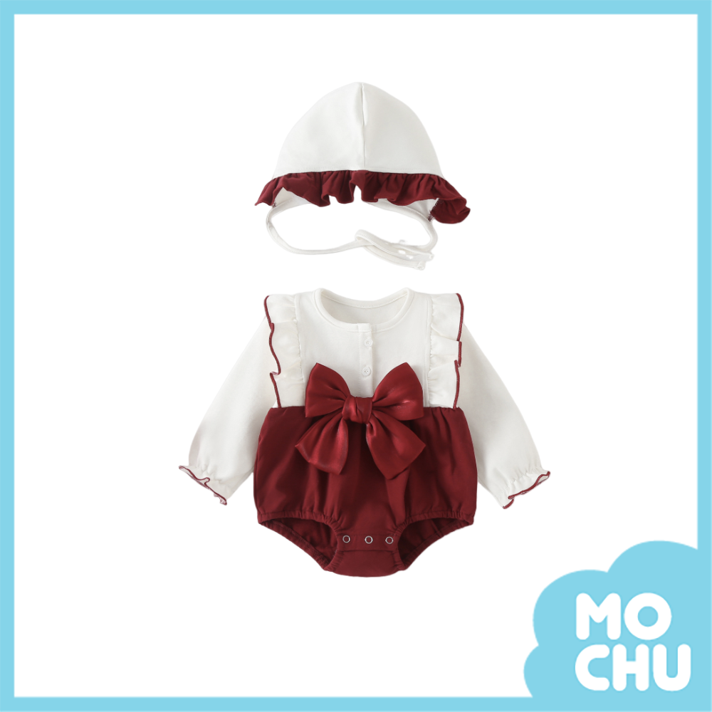 花邊小公主拼色長袖包屁衣(兩色)