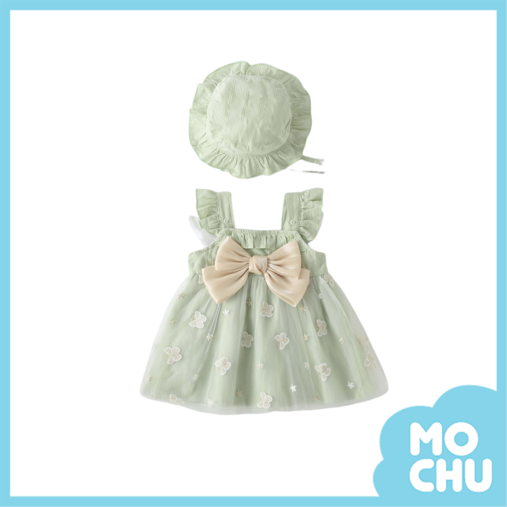 蕾絲蝴蝶翅膀小洋裝+帽子(兩色)