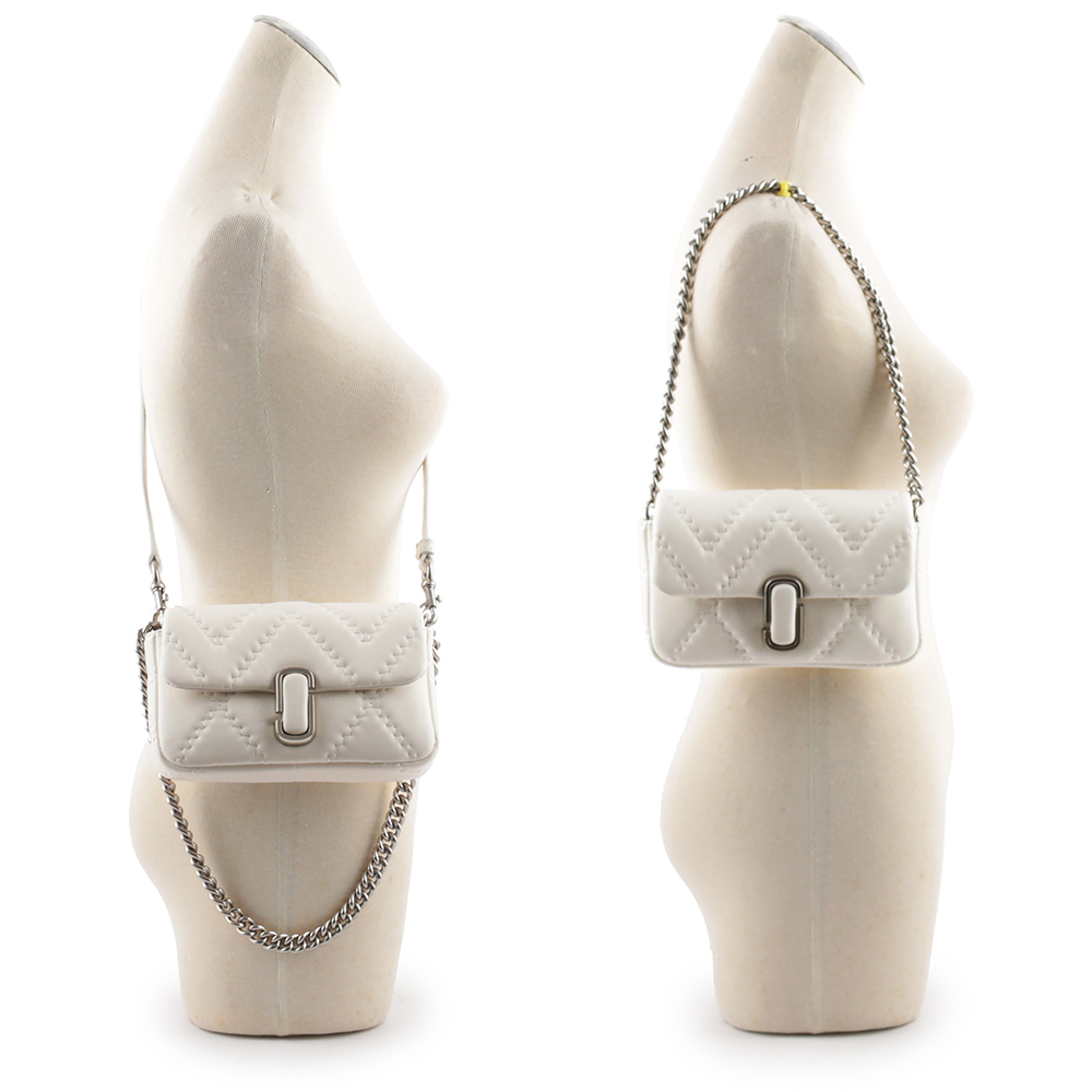 【MARC JACOBS】THE J MARC 縫線小羊皮翻蓋迷你二用包(棉花白) 2S3HSH016H03 137