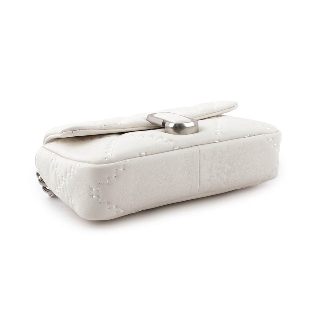 【MARC JACOBS】THE J MARC 縫線小羊皮翻蓋迷你二用包(棉花白) 2S3HSH016H03 137