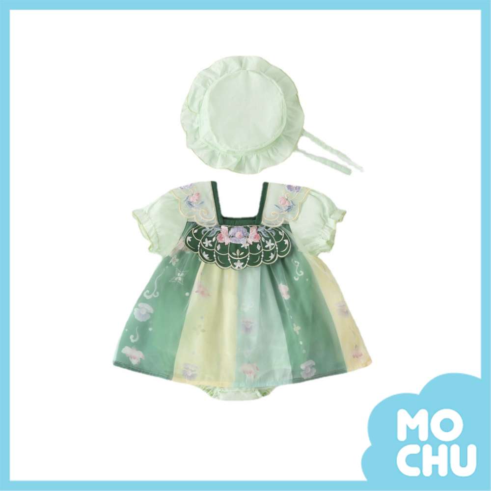貝殼刺繡包屁裙+帽子(兩色)