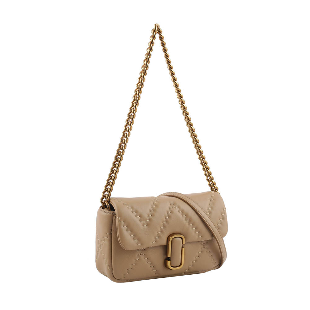 【MARC JACOBS】THE J MARC 縫線小羊皮翻蓋迷你二用包(駝色) 2S3HSH016H03 230