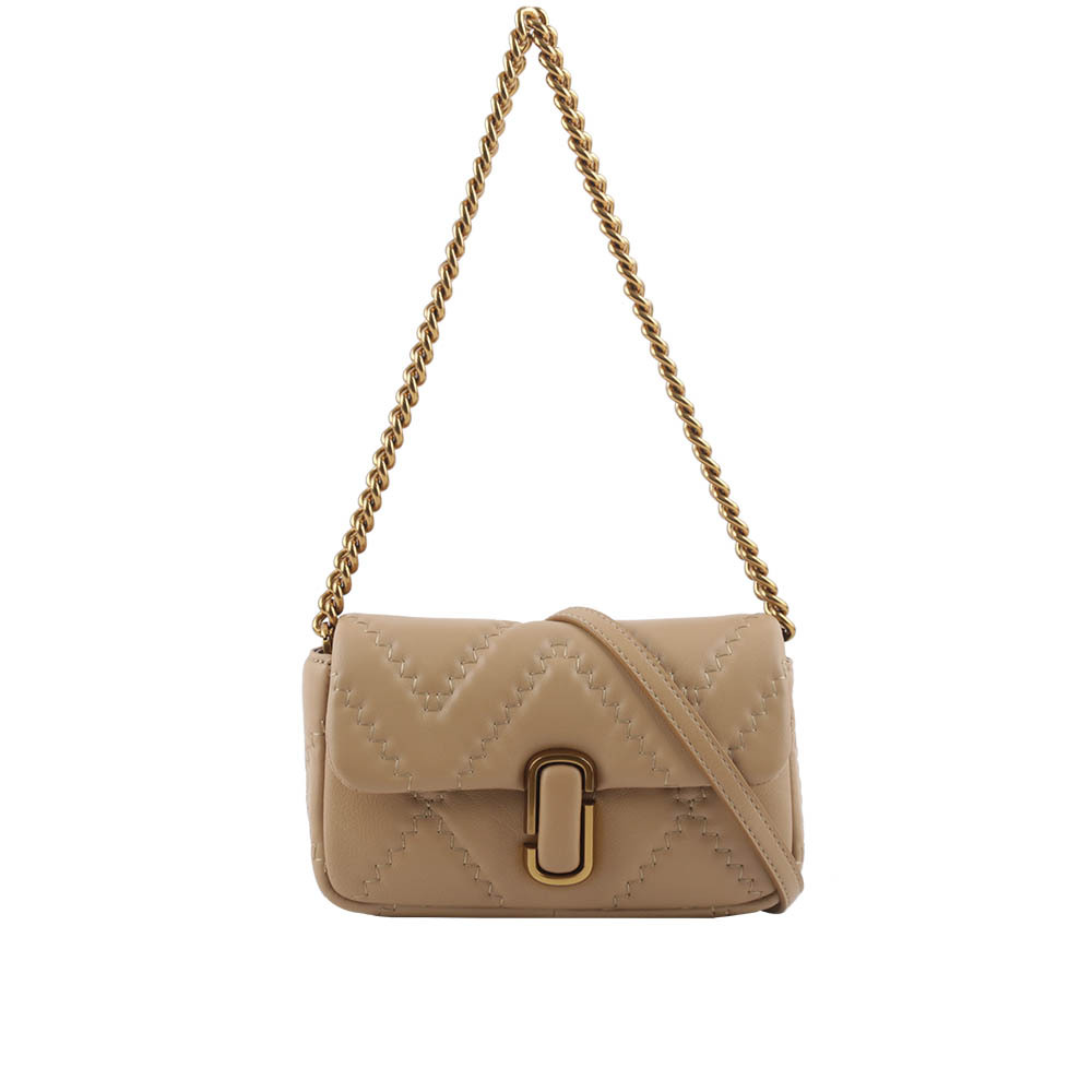 【MARC JACOBS】THE J MARC 縫線小羊皮翻蓋迷你二用包(駝色) 2S3HSH016H03 230