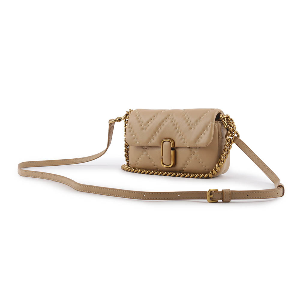 【MARC JACOBS】THE J MARC 縫線小羊皮翻蓋迷你二用包(駝色) 2S3HSH016H03 230