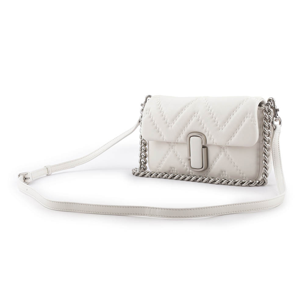 【MARC JACOBS】THE J MARC 縫線小羊皮翻蓋二用包(棉花白) 2S3HSH007H03 137