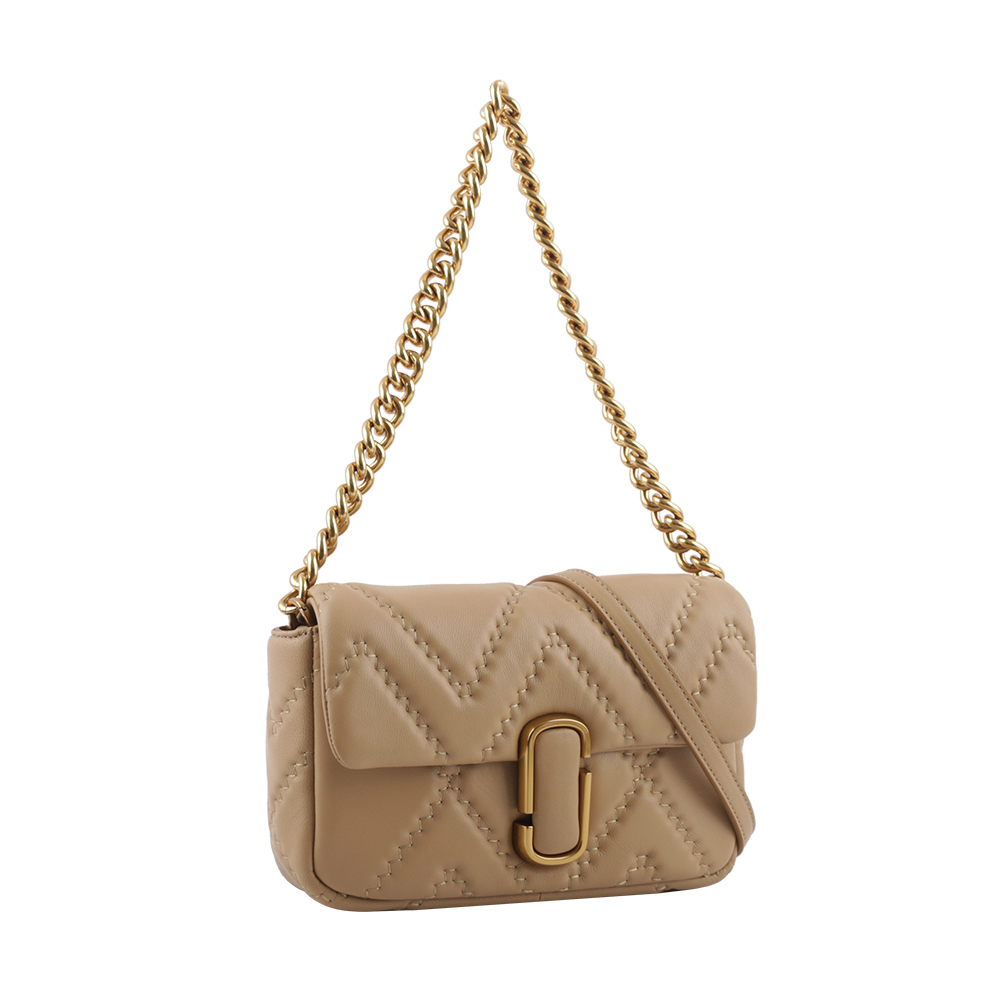 【MARC JACOBS】THE J MARC 縫線小羊皮翻蓋二用包(駝色) 2S3HSH007H03 230