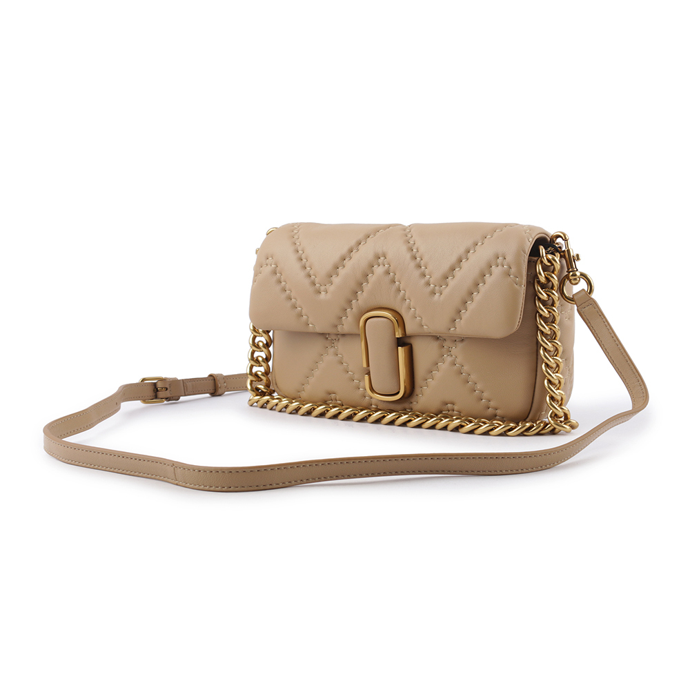 【MARC JACOBS】THE J MARC 縫線小羊皮翻蓋二用包(駝色) 2S3HSH007H03 230