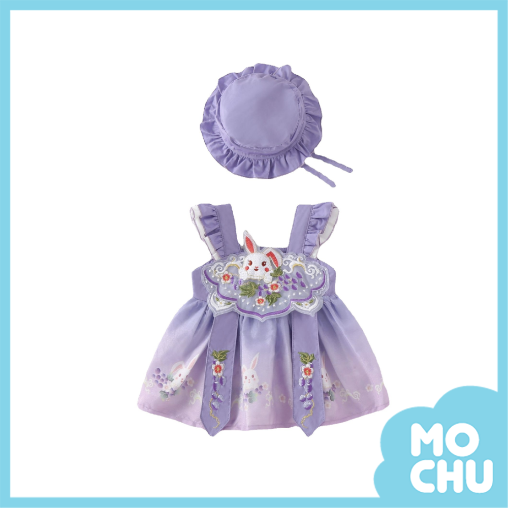紫羅蘭刺繡小洋裝+帽子