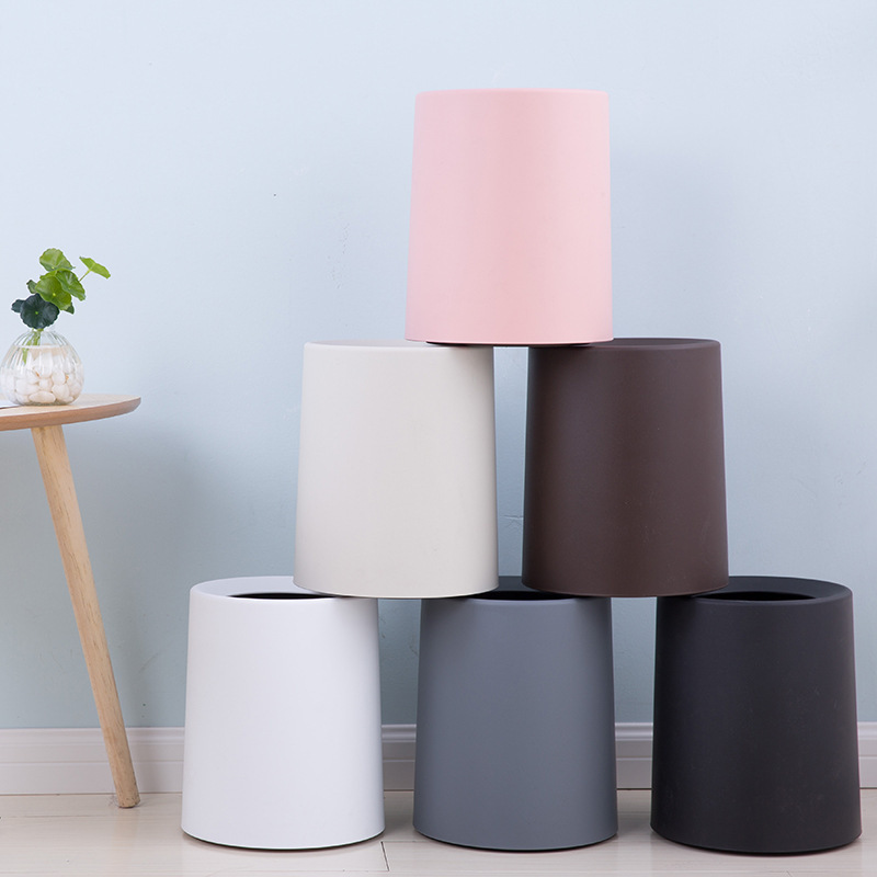 北歐風素色無蓋垃圾桶｜飯店簡約風垃圾桶 北歐風垃圾桶 無蓋設計 乾淨衛生 臥室客廳辦公室皆適用【輕鬆購五金百貨】