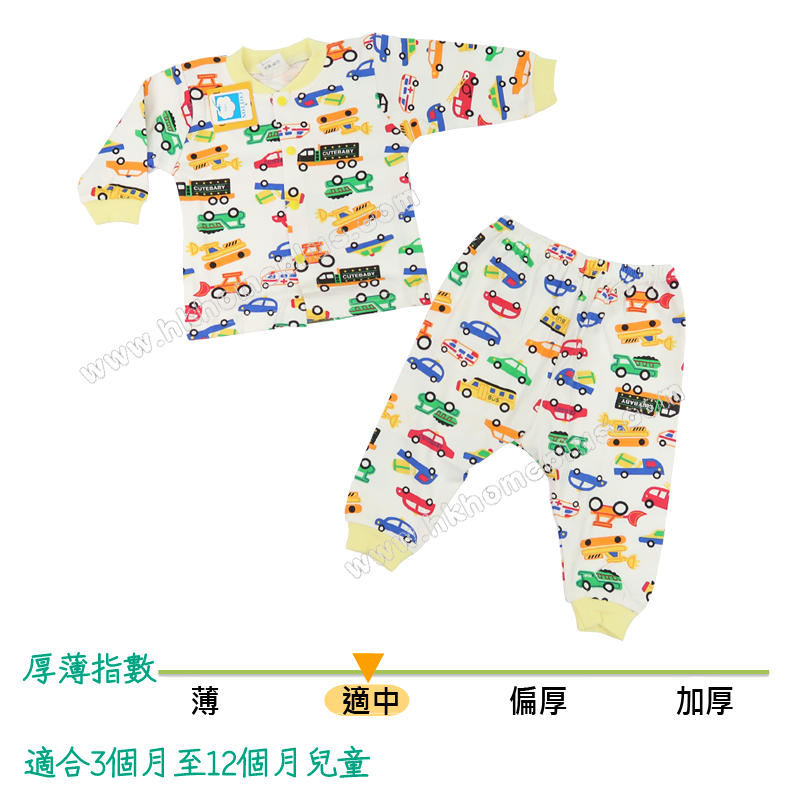 Koma Land: 嬰兒雙面開鈕長袖長褲套裝 BE4071 (3m-12m碼)
