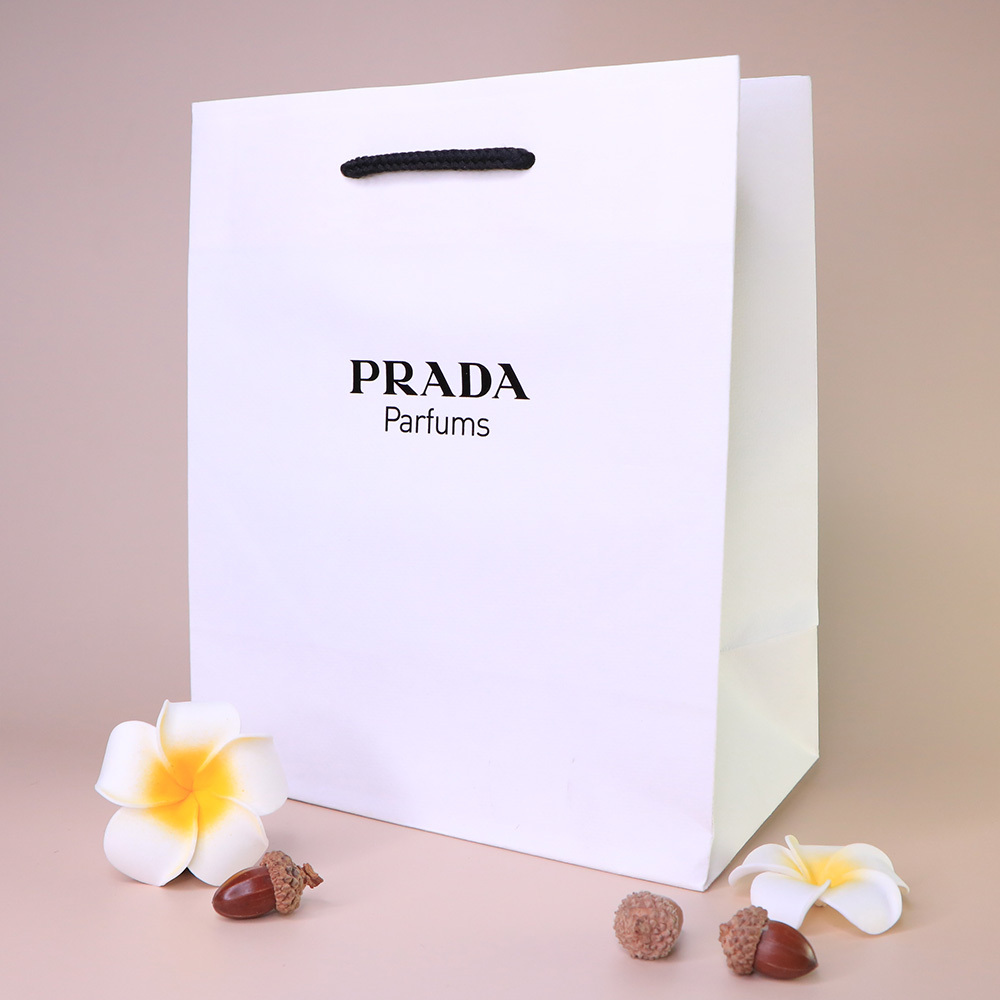 PRADA 精美白色紙袋 (黑提繩) - BA0011
