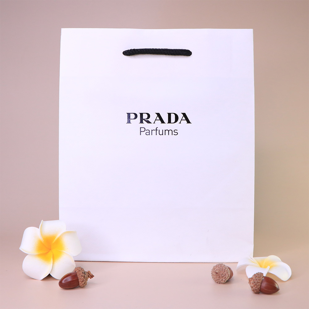 PRADA 精美白色紙袋 (黑提繩) - BA0011