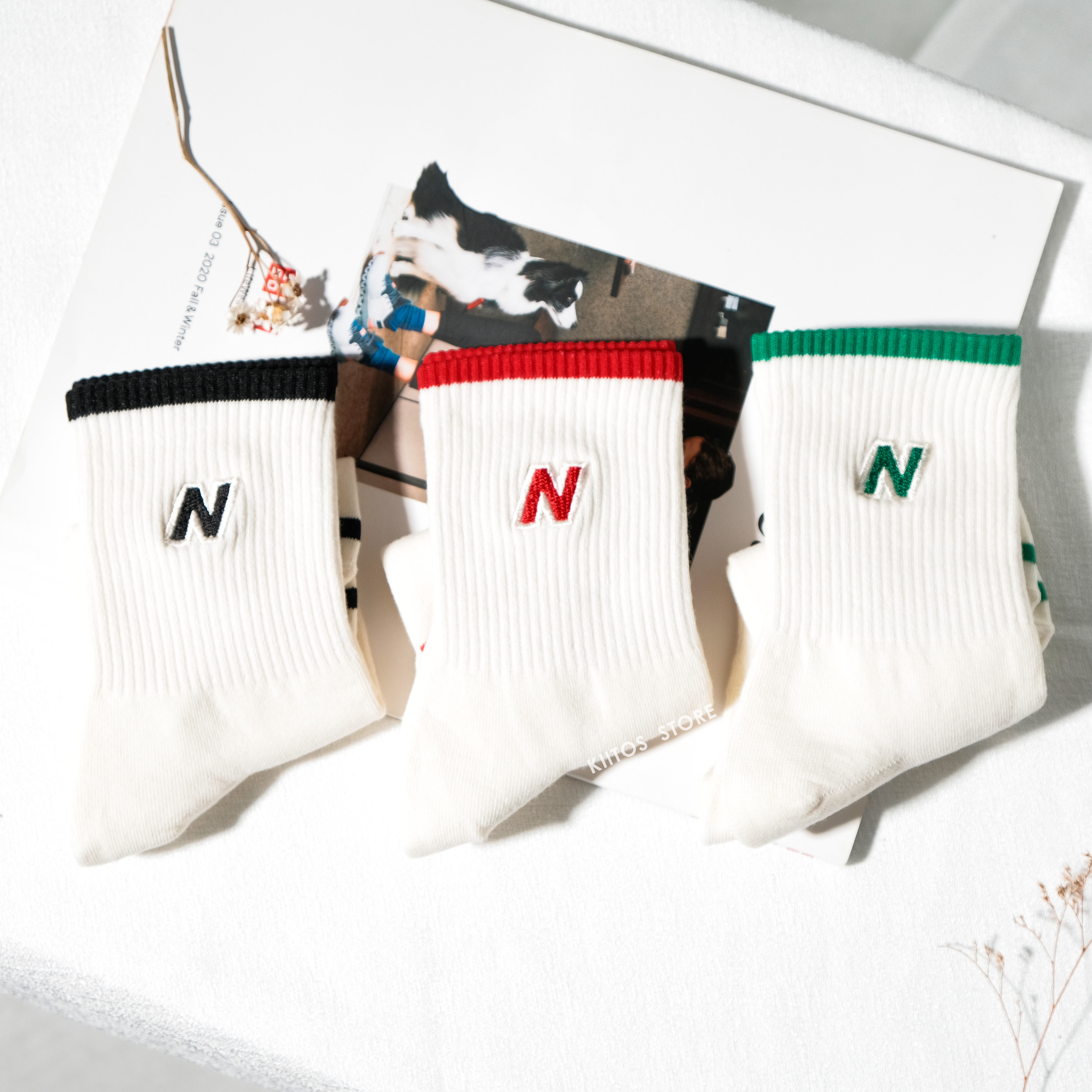 現貨 韓國代購 NEW BALANCE 長襪 刺繡N 滾邊 一雙 女生尺寸